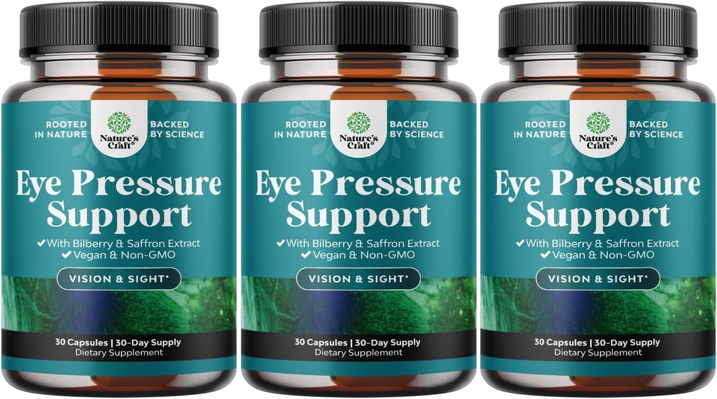Υποστήριξη πίεσης ματιών με Bilberry Extract - Vegan συμπλήρωμα υγείας ματιών για ενήλικες για την ανακούφιση οφθαλμικής πίεσης με Saffron Ginkgo Niacin και περισσότερες Βιταμίνες Υποστήριξη οράματος (3 Μήνες προσφοράς)
