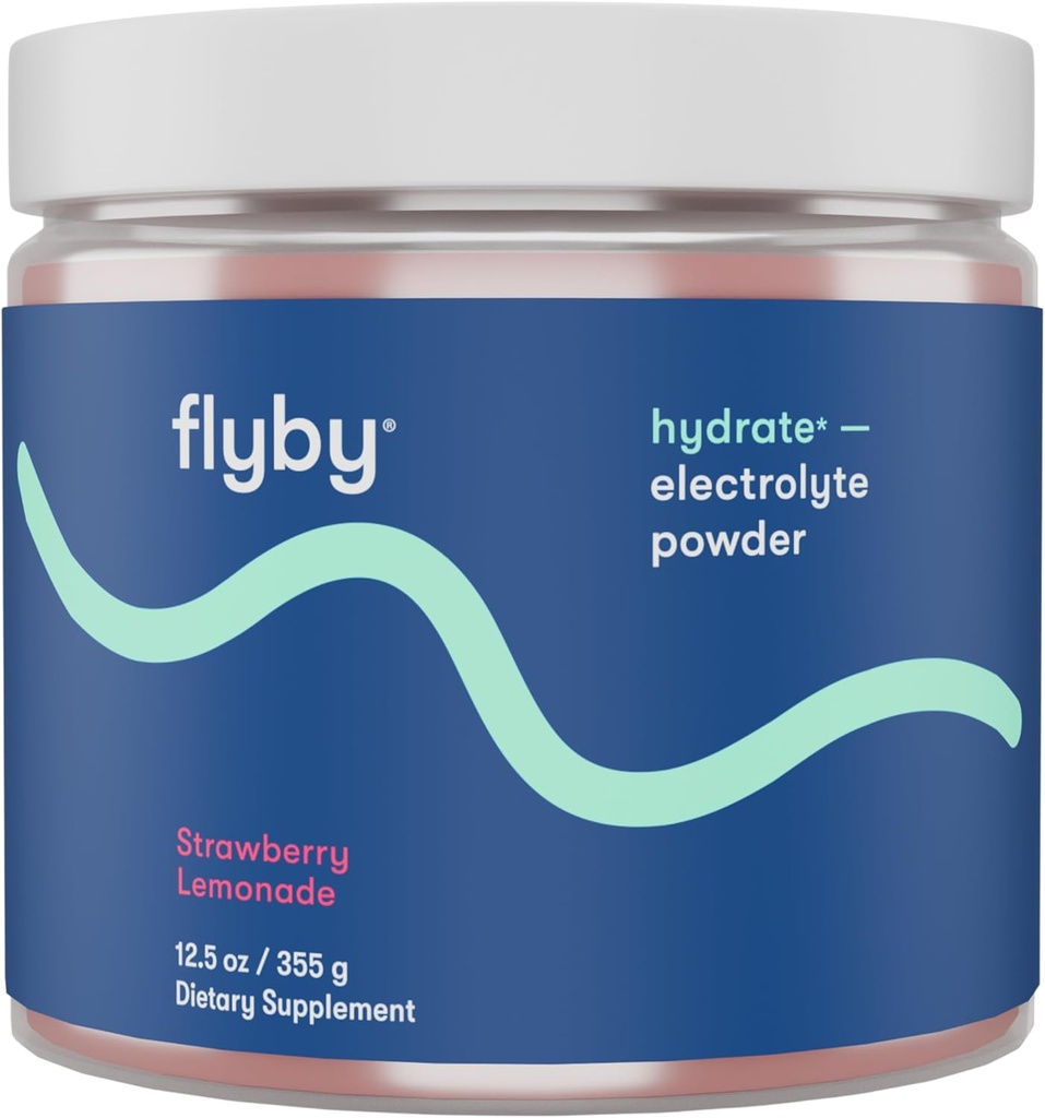 Flyby Electrolytes Toz [Hiçbiri Eklenmedi: Doğal olarak Tatlıt ] Contains P Properties, AquaminTMuba & Magnezyum, Sea Salt sodyum, Full Spectrum 72 Trace Minerals - Strawberry Lemonade