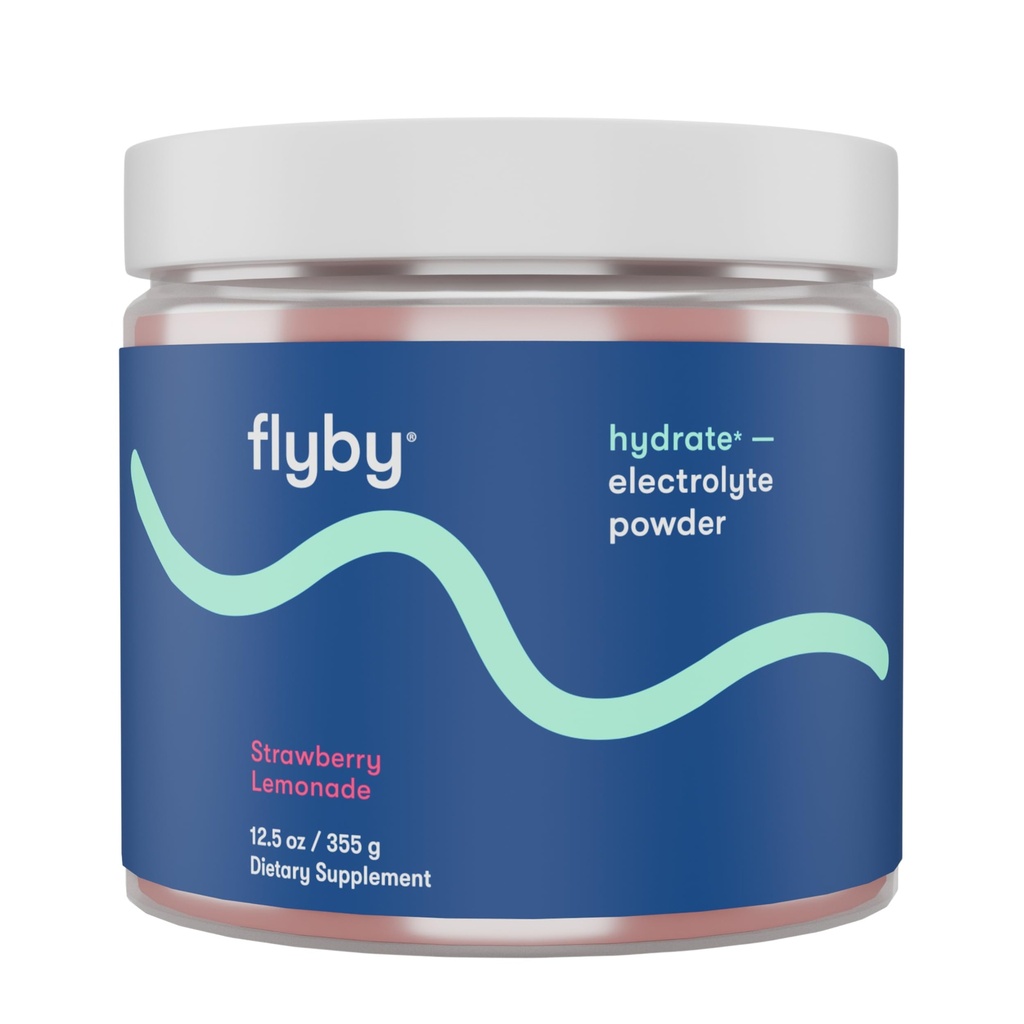 Flyby Electrolytes Toz [Hiçbiri Eklenmedi: Doğal olarak Tatlıt ] Contains P Properties, AquaminTMuba & Magnezyum, Sea Salt sodyum, Full Spectrum 72 Trace Minerals - Strawberry Lemonade