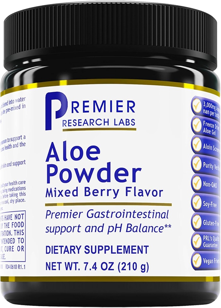 Premier Research Labs Aloe Toz - Aloe Vera Toz, Aloe Vera İçecek Skin ve Digestion için Mix, Toz Aloe Barbadensis Acemannan, Freeze pet - karma Berry, 7.4 Oz (30 hizmet)