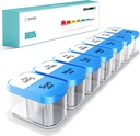 Daviky Large Pill Organizer 2 Times a Day - XL Pill Box 7 Gün, Büyük Vitaminler 7 Detachable AM/PM Karşılaştırmalar, Haftalık veya Günlük Kullanım için Big Supplement Konteyner (Mavi)