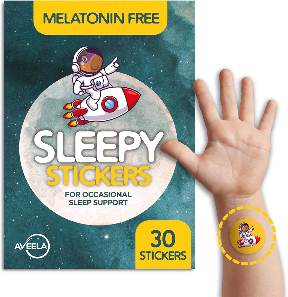 AVEELA Sleepy Manuals Melatonin Çocuklar ve Yetişkinler için Ücretsiz (30 Pack) Çocuklar için Uyku Patchleri, Natural & Sugar Free. Calm Patch to Sleep Better