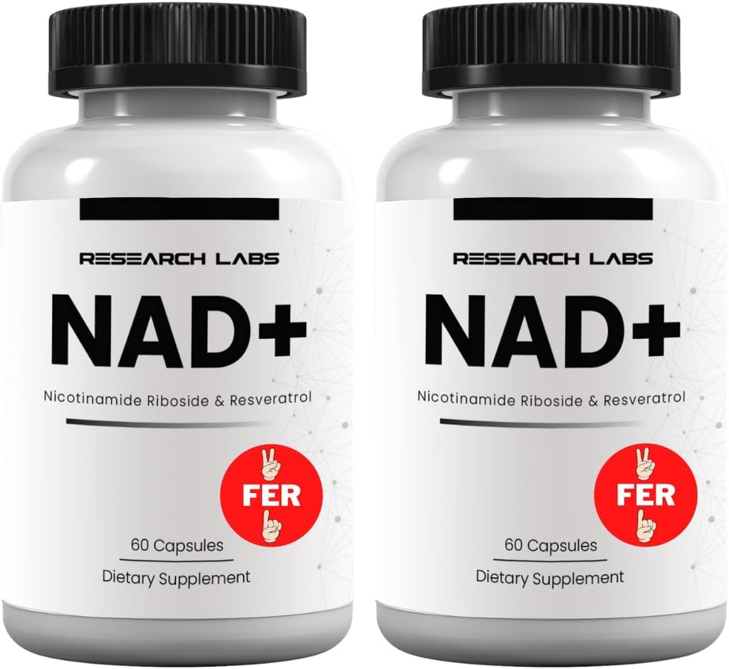 Research Labs NAD+ Supplement 2 for 1 Ad. Proprietary Formula w/Patent Pending RiboYOUNGTM. NRF2 Activator, Nicotinamid Riboside, Quercetin, Resveratrol, Betaine. True NAD Supplement Anti Aging...