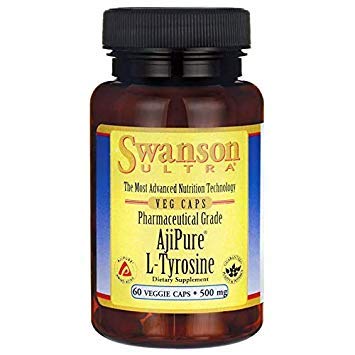 Swanson Amino Asit Ajipure L-Tyrosine Farm Grade 500 Milligrams 60 Veg Capsules