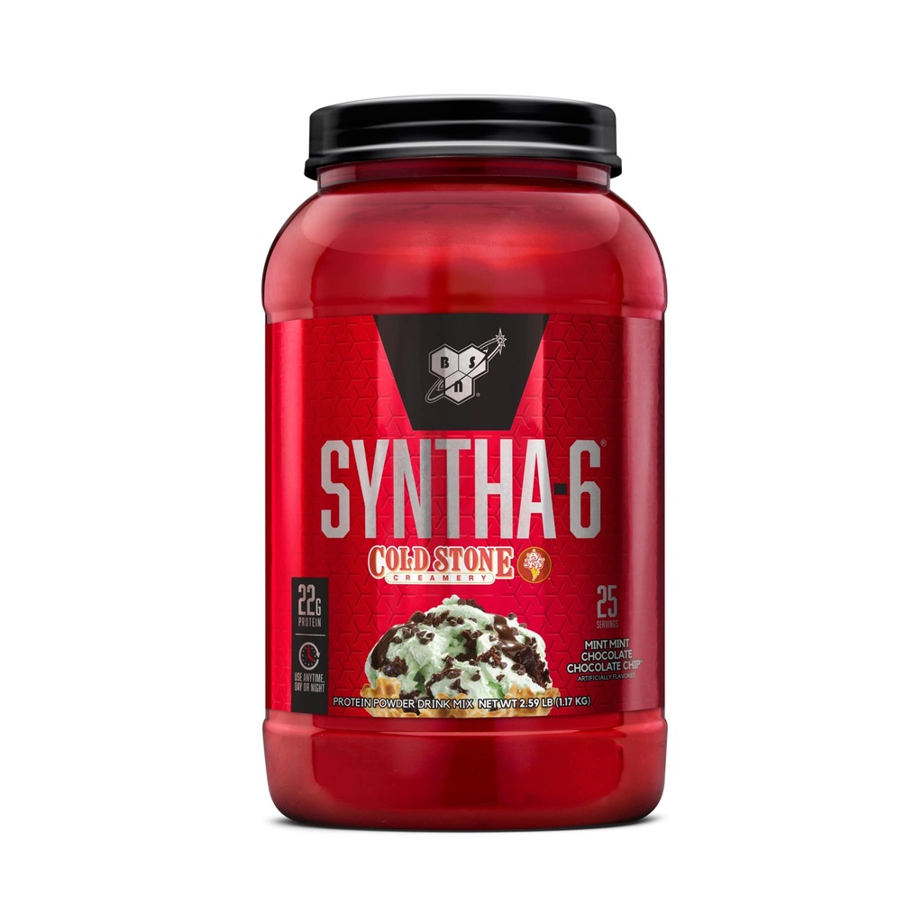 BSN Syntha-6 Whey Protein Toz, Cold Stone Creamery- Mint Mint Chocolate Chip Flavor, Micellar Casein, Milk Protein Isolate Toz, 25 Hizmetler