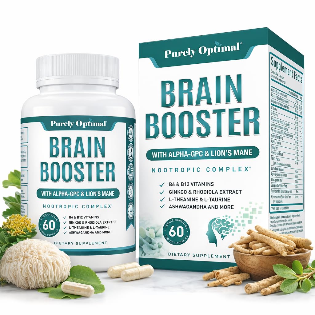 Safly Optimal Beyin ATM Nootropic Supplement – Beyin Desteği Memory, Focus, Clarity, Jitter-Free Energy for Yetişkinler, Seniors- with Ginkgo Biloba, Alpha GPC, Lion's Mane – 60 Capsules