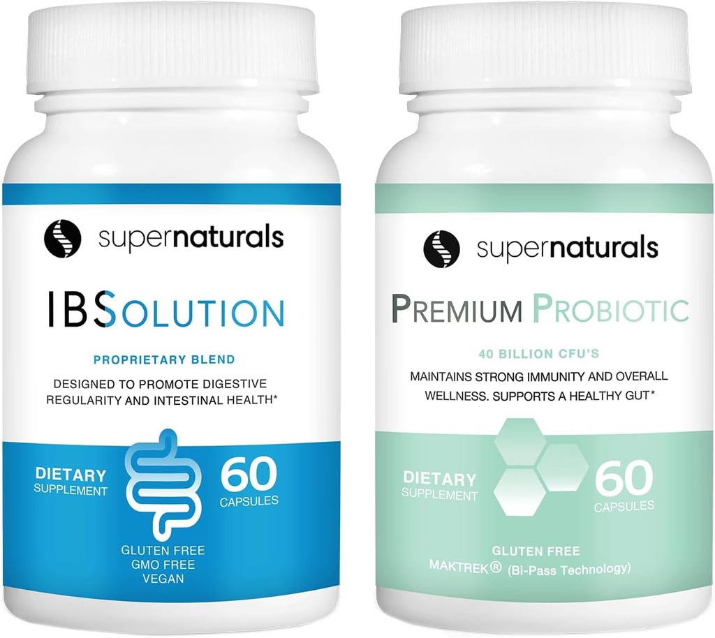 IBSolution Gut Health Sche - All Natural Gut Health Support & Premium Probiyotiks w/ 40 Milyar CFU for Support of Irregular Bowels, Bloating, Constipation, Gas, Abdominal Pain - 2 Pack (120 Caps)