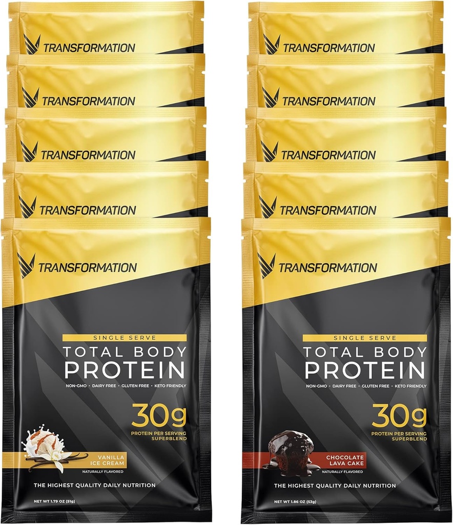 Protein Super Mix | Egg White, Collagen, ve Plant Protein | 15 Milyar CFU Probiyotikler | Digestive Enzymes | MCT Oil | Low Carb Shake for Men & Women | Çeşitli, 10 Pack