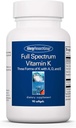Alerji Araştırma Grubu Full Spectrum Vitamin K - Vitamin K1 ve K2 Supplement, Vitamin K Kompleksi, MK-4, MK-7, D3, A - 90 Kont