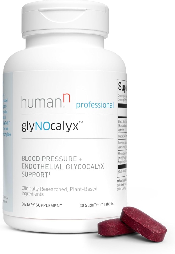 Humann glyNOcalyx Tablets - Ενδοθηλιακό Glycocalyx, Circulation & Nitric Oxide Support – Μαύρο Σκόρδο, εκχύλισμα σπόρων σταφυλιών, Fucoidan-Polyphenol Complex – 30 Count