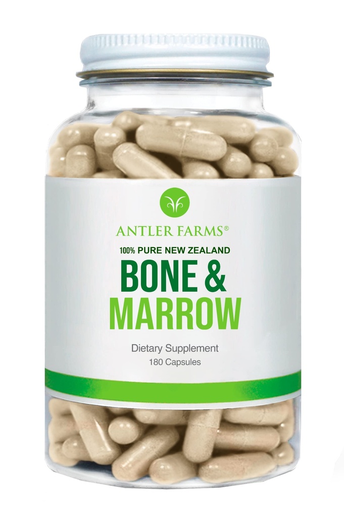 Antler Farms - 100% Pure New Zealand Bone & Marrow, 180 Capsules, 750 mg - Grass Fed, Pasture Tüm Bone Extract, Cold Processed, Health Essential Fats, Stem Hücreleri, Collagen, Steel