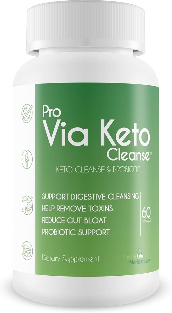 Pro Via Keto Cleanse - Βοήθεια για την αφαίρεση τοξινών & προσμείξεων - Φυσικό Keto καθαρισμού με προβιοτική υποστήριξη - Υποστήριξη Digestive Καθαρισμός & Μειωμένο Bloat Gut - Βοήθεια για την απομάκρυνση & Αποτοξίνωση αποβλήτων