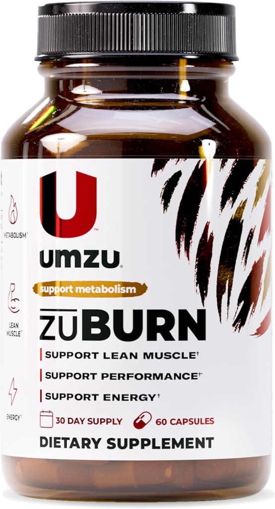UMZU ZuBurn Energy Support Supplement – 30 Day Supply – Caffeine, Mitoburn, Capsimax, Cennet, B6 & B12 – Günlük Enerji, Focus & Active Lifestyle – cGMP, USA Assembled