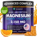 Magnezyum Glycinate 2150MG Kadınlar ve Erkekler için Gummies, High Abors Magnezyum Glycinate, Citrate, Malate Gummies for Yetişkinler & Kids, Sleep Support, Sugar Free, Vegan, 60 Chews, Orange