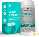 Vegan Omega 3 Supplement – EPA, DHA Supplements & Vitamin D3 – Algae Omega 3 Vegan Beyin, Göz ve Kalp Sağlığı - Çocuklar ve Yetişkinler için (120 Capsules)
