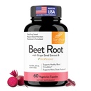 Sandhu'nun Arıt Köklü Toz Kapsülleri Bioperine / Beetroot with Black Pepper & Grape Seed Extract| 60 Capsules, 30 Days Supply| Made in the USA