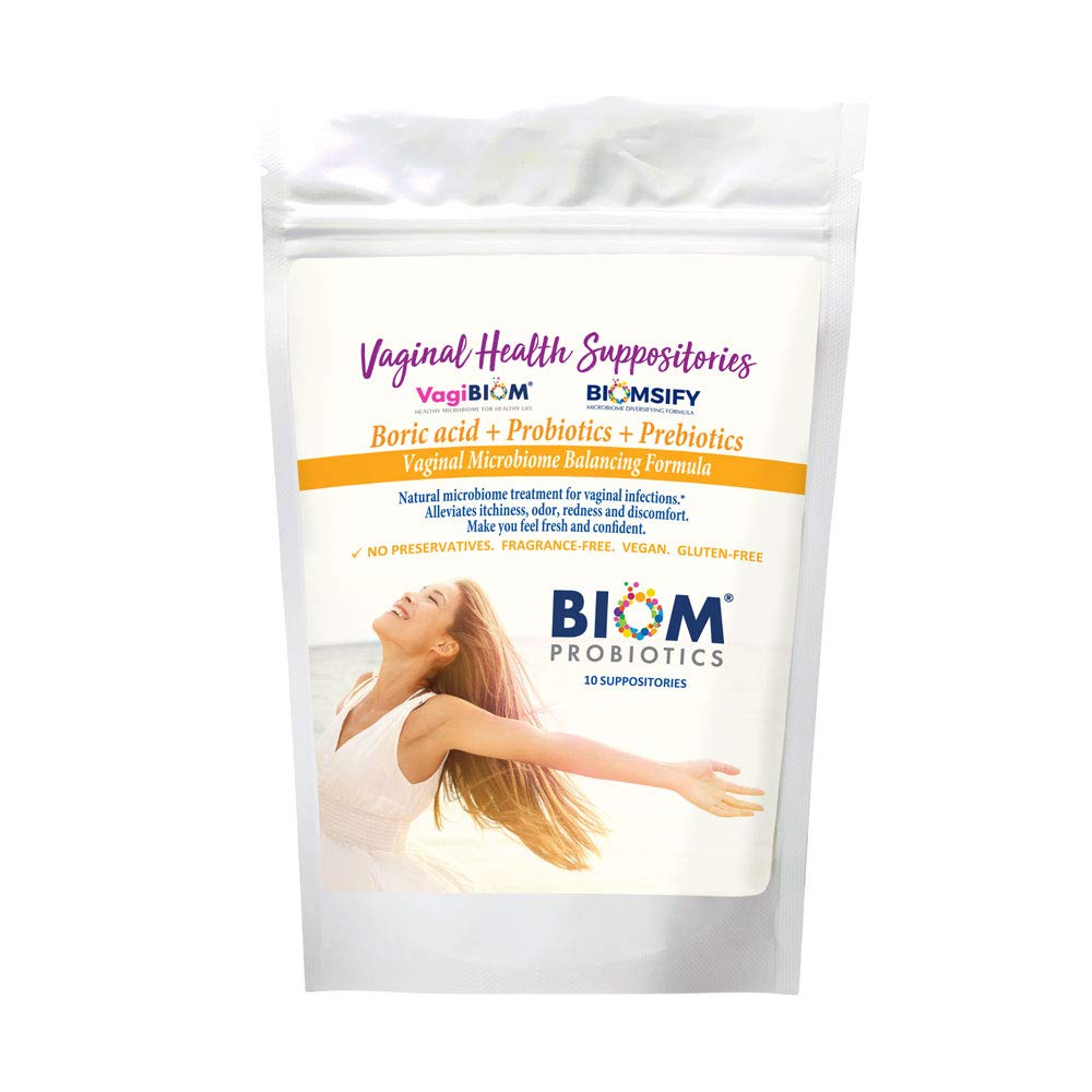Biom Probiyotiks Prebiyotiks Boric asit Suppositories . Feminine Health Probiyotik for Enfeksiyonlar ve pH Essentials VEGAN,PARABEN-FREE (10)