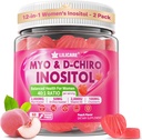 Ινοσιτόλη Gummies για γυναίκες + Chasteberry, Myo-Inositol & D-Chiro Inositol 2000mg + 50mg Ιδανικό 40:1 Ratio με μεθυλιωμένο B12 & Folate, Χολίνη, Μαγνήσιο, Βιταμίνη D3 για τη συνολική υγεία, Συσκευασία των 2