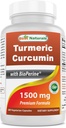 En İyi Doğallar Turmeric Curcumin 1500 mg/Serving with Bioperine - 180 Veggie Capsules