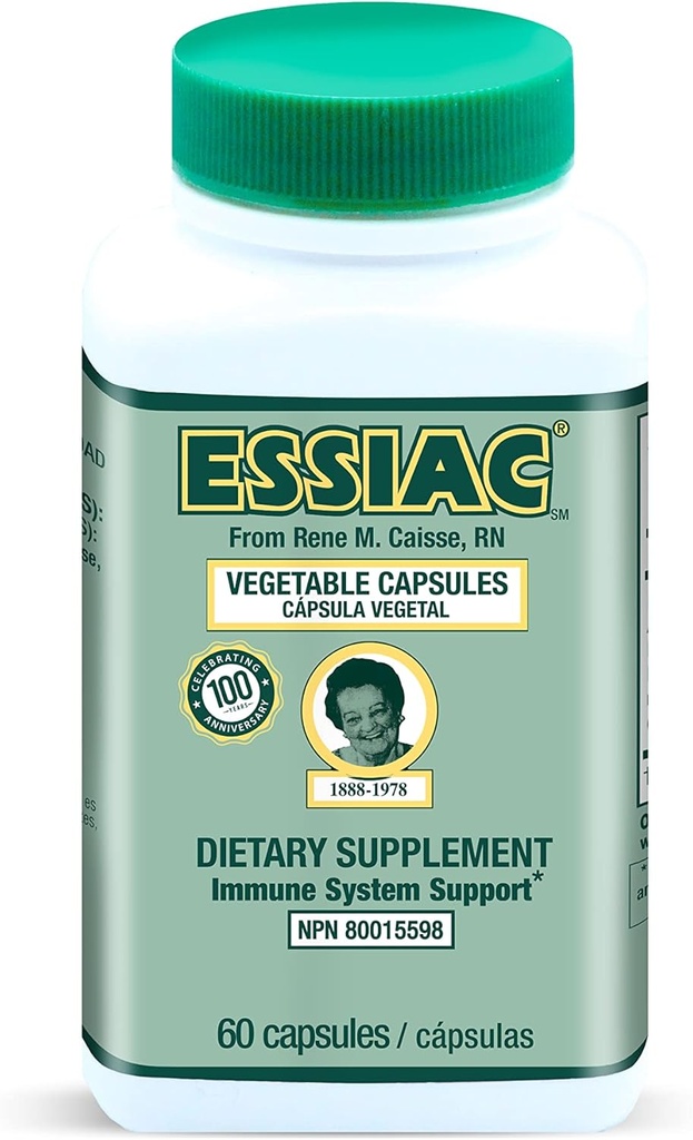 ESSIAC Tea All-Doğal Herbal Extract Capsules – 60 Capsules | Güçlü Antioksidasyon Genel Sağlık & Well-Being | Original Formula 1922'den beri