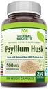 Herbal Sırları Psyllium Husk Supplement | 500 Mg | 250 Veggie Capsules | Non-GMO | Gluten Free | Made in USA