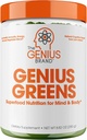 Genius Brand Genius Greens - Sağlıklı Zihin ve Immunity Desteği için Yeşiller - Organik Sebze Sebzeler, Blueberries & Lion's Mane - Keyif İçilir - Keyifli Tadı - 20 Hizmet
