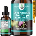 Deep Liver Cleanse, Detox & Repair with Milk Thistle Liquid Drops - Dandelion Leaf ile Liver Detox Taslağı, Ginger & Turmeric Curcumin for Immunity & Daily Cleanse - 2Fl OZ