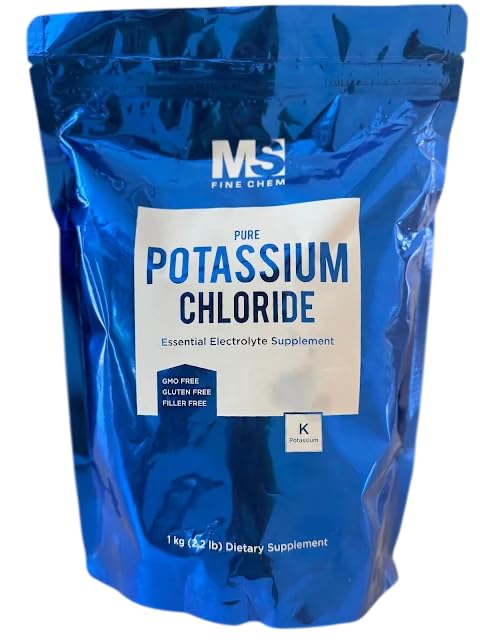 Potasyum Chloride Toz, 1 KG/2.2lb (35 Ounce) | Salt Substitute & Essential Hydration Electrolyte Supplement | Supports Mineral Balance,Heart,Joint ve Immune Health| Filler Free, Dissolves Easy
