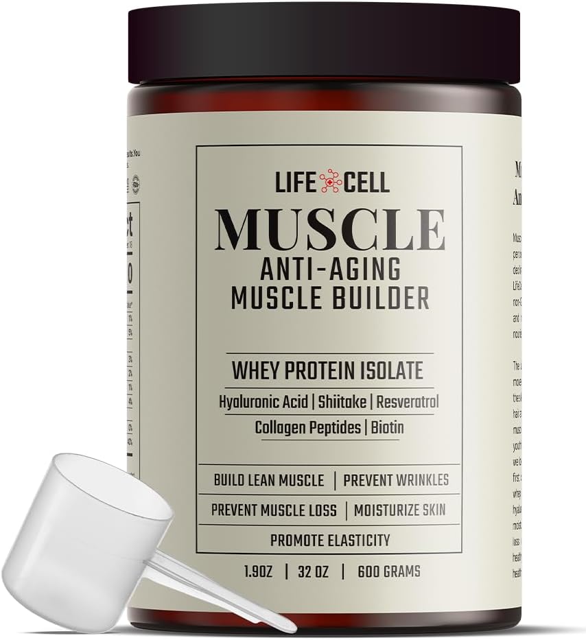 LifeCell Whey proteini - Shiitake Mushroom, Collagen & Hyaluronic Asit - Unflavored, No Sugar Eklenme, Soy-Free, Gluten-Free, 600g (18 Servisler)