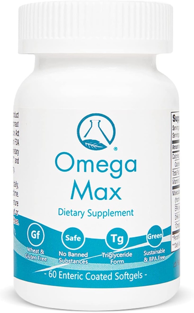 Omega Max - 60 Ct Enteric Above, No Burp Fish Oil I Omega-3 EPA DHA Supplement I Heart, Vision, Brain & Immune Support, 2000 mg/serving