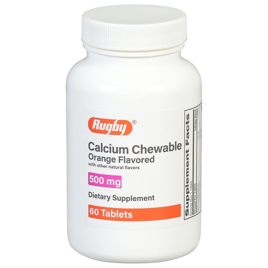 Rugby 500 mgelli Chewable Tabletler - Diyet Supplement - Orange Flavored - 60 Count (1 Pack)