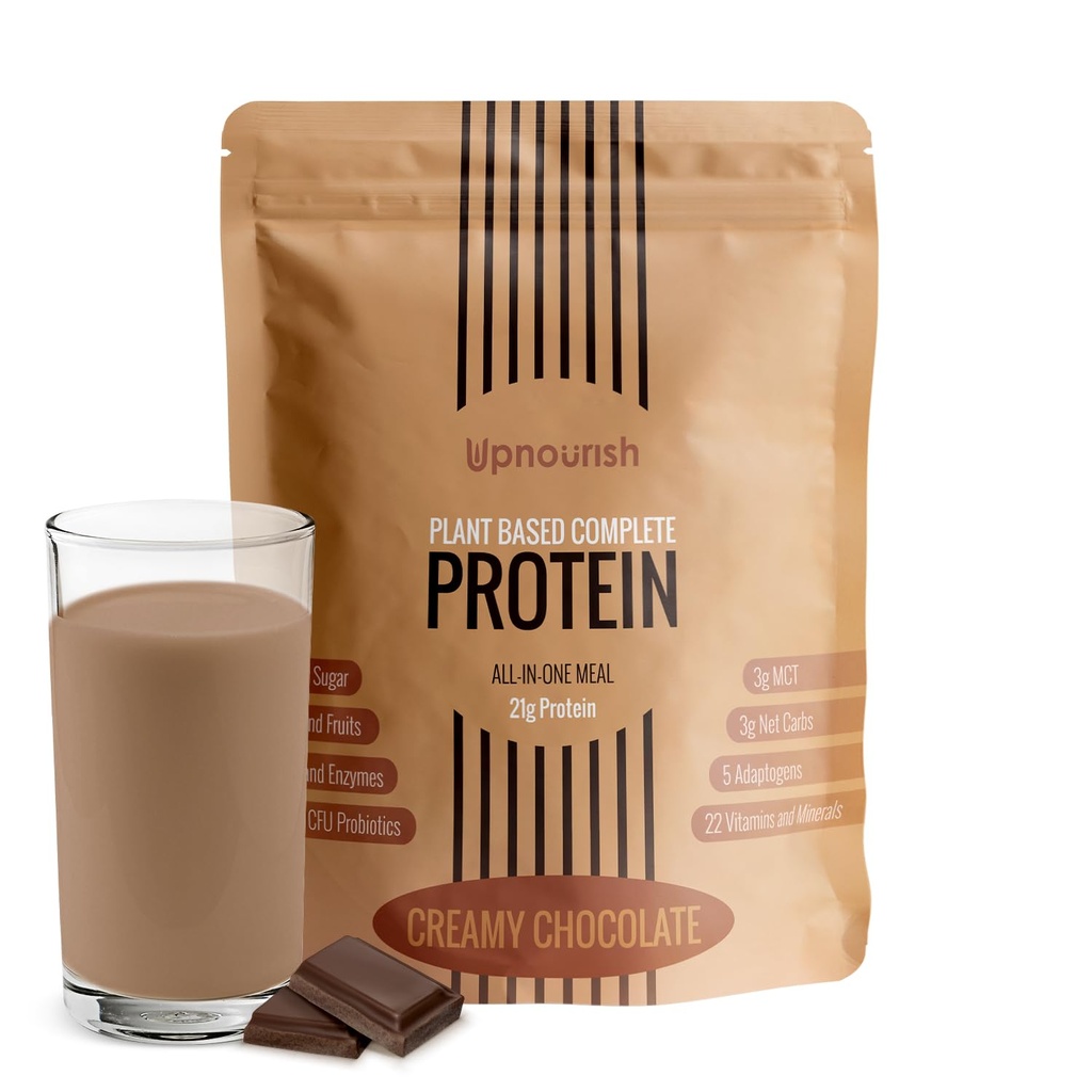 UpNourish Chocolate Vegan Protein Toz 54 Superfoods Toz,1.5 Milyar CFU Probiyotiks 21g Plantive Protein,No Sugar No GMO Dairy Free,Meal Change Shake Keto-Friendly Low-Carb Diyet,15 Servisler