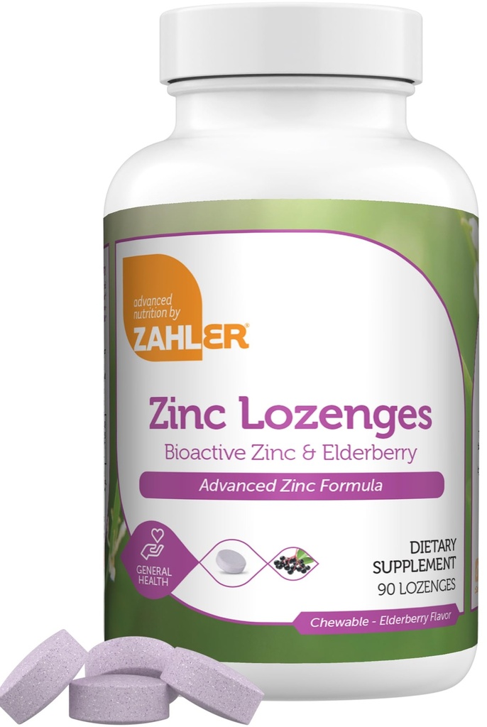Yetişkinler ve Çocuklar için Zahler Yaşlı Çinko Lozenges - Immune Desteği için Chewable çinko & Sambucus Elderberry Lozenges - Kosher, ABD'de Made - Çinko Supplements for Men & Women (90 Count)