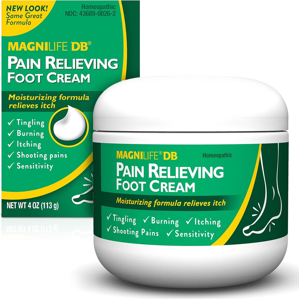 MagniLife DB Foot Cream, Calming Relief for Burning, Tingling, Shooting & Stabbing Foot Sensations - Soothes Kuru, Cracked, Itchy, Hassas Skin (4 oz Jar)
