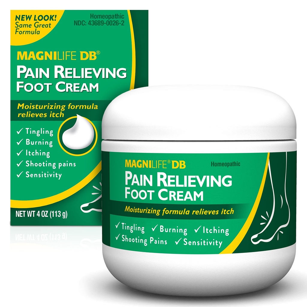 MagniLife DB Foot Cream, Calming Relief for Burning, Tingling, Shooting & Stabbing Foot Sensations - Soothes Kuru, Cracked, Itchy, Hassas Skin (4 oz Jar)