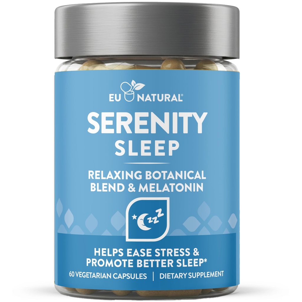 Serenity Sleep Natural Sleep Aid - Magnezyum, Valerian Root ve Melatonin - Doğal Uyku Yardımı - Rahatsız ve İyi Bir Gece Uykusu Alınması - 60 Vegan Yumuşak Caps