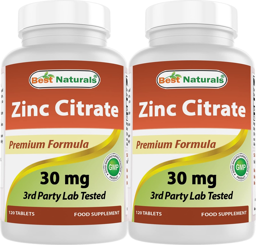 En İyi Doğallar Çinko 30 mg Supplements (as çinko Citrate) - Yetişkinler Immune Desteği için çinko Vitaminleri - 120 Tablet (120 Kont (Pack of 2))