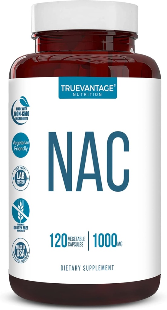 NAC Supplement (N-Acetyl Cysteine) - 1000 mg-Antioxy Support - Liver Health and Detoxification - Boosts Lung and Immune Health - Capsules - 120 Kont - 60 Hizmetler