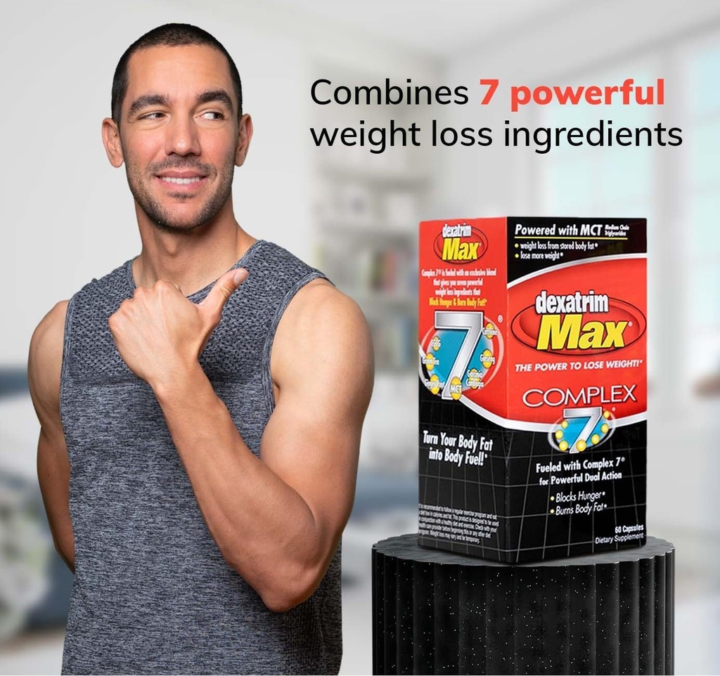 ILIOS Dexatrim Max Complex-7 | Diyet Pills to Lose Kilo - 7 Güçlü Malzemeler Açlık ve Vücut Şişmanını Azaltıyor, Fat Burner Supplements, Kilo Kayıp Pills for Women & Men, 1 Pack w/ 60 Capsules