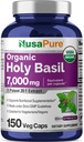 NusaPure USDA Organik Holy Basil Capsules 20:1 Ekstraksiyon, 350 mg 7,000 mg | 150 Vegan Caps | Tulsi Holy Basil Leaf |% 2.5 Ursolic Acid | Non-GMO