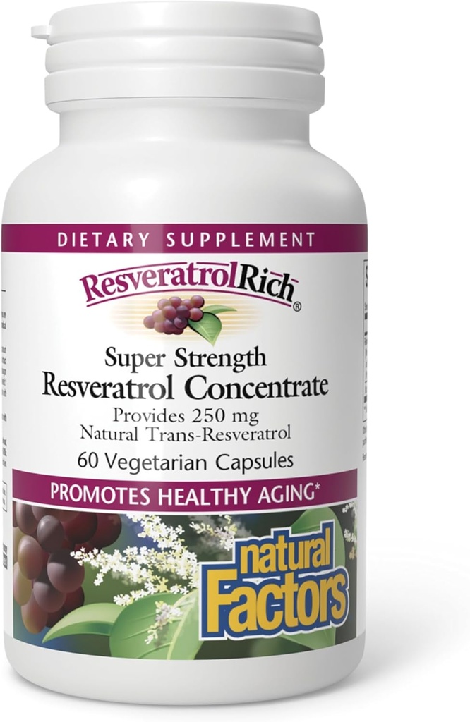 Doğal Faktörler Tarafından ResveratrolRich, Super Strength Resveratrol Yoğunluğu, Sağlıklı Ağlama, 60 kapsül (60 hizmet)