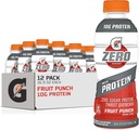 Gatorade Zero Protein, 10g Whey proteini, Zero Sugar, Electrolytes, Fruit Punch, 16.9 Fl Oz, 12 Pack