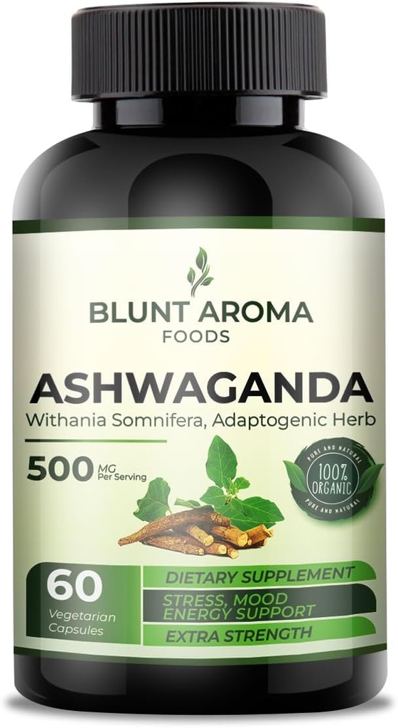 Ashwagandha Extract Capsule - Great Strength 5200 mg of Toz. Ginger Root, Turmeric Curcumin, Alkanet Root ve Black Pepper - 60 Capsules - 2 Ay Supply