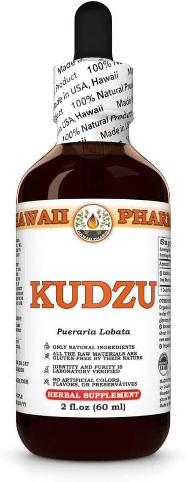 Hawaii Pharm Kudzu Ekstraksiyon, Liver Wellness için Tincture, Kalp Fonksiyonları Destekler Cardiovascular Denge, Oxidative Hasardan Canlıcı Koru, Soothes Head Ger - 2 fl.oz