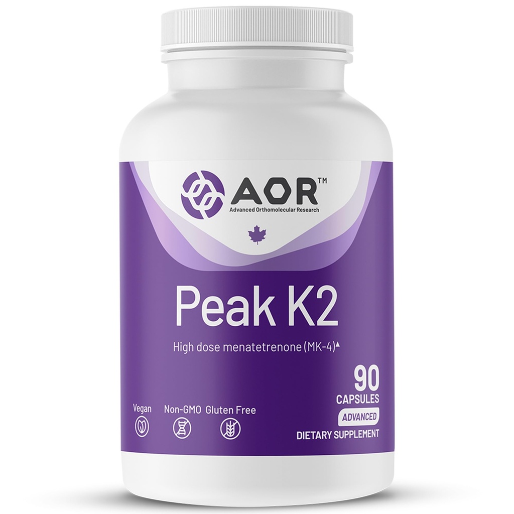 AOR, Peak K2, υποστηρίζει οστική και καρδιοαγγειακή υγεία και κανονικός θρόμβωση αίματος, συμπλήρωμα διατροφής, 90 μερίδες (90 κάψουλες)
