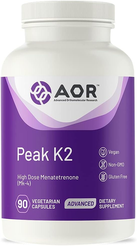 AOR, Peak K2, υποστηρίζει οστική και καρδιοαγγειακή υγεία και κανονικός θρόμβωση αίματος, συμπλήρωμα διατροφής, 90 μερίδες (90 κάψουλες)