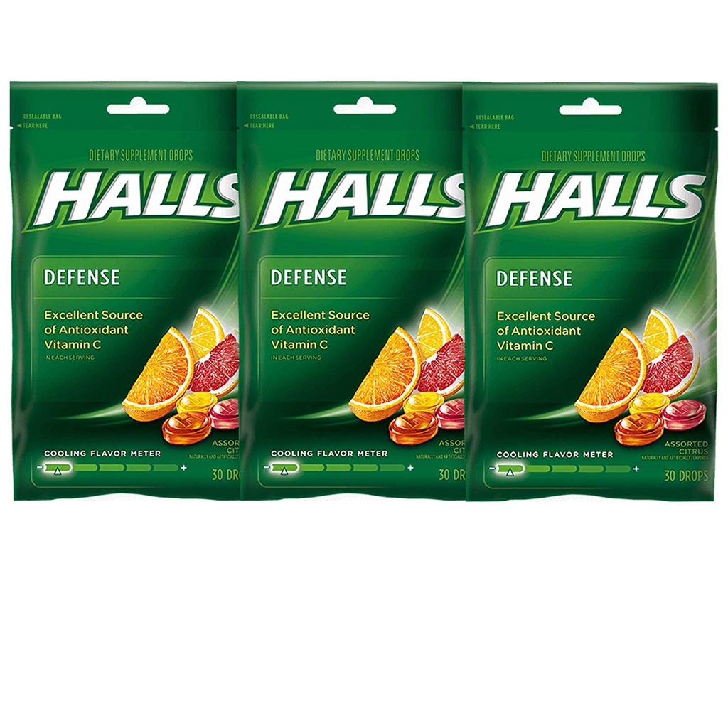 Halls Defense Vitamin C Drops Assorted Citrus - 30 ct, 3