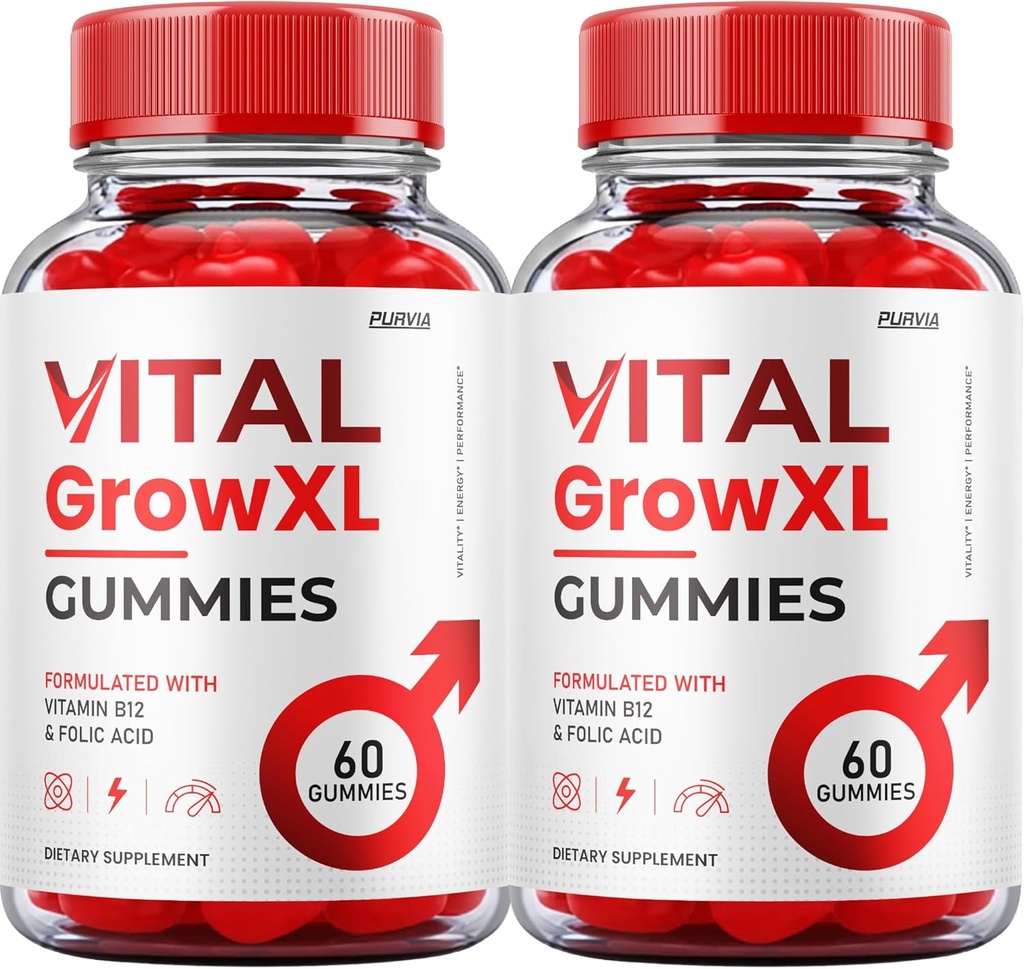 (2 Pack) Vital Grow XL Gummies - Επίσημη Φόρμουλα - Vial Grow XL Advanced Strength Formula, Vital Grow XL Reviews, Συνολική Υποστήριξη Υγείας 1000mg Μέγιστο συμπλήρωμα ευεξίας αντοχής (120 Gummies)