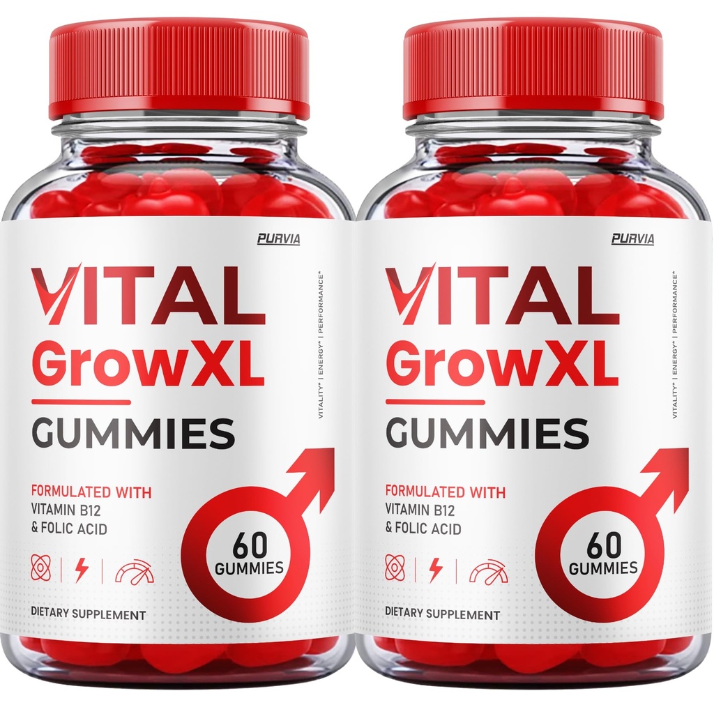 (2 Pack) Vital Grow XL Gummies - Επίσημη Φόρμουλα - Vial Grow XL Advanced Strength Formula, Vital Grow XL Reviews, Συνολική Υποστήριξη Υγείας 1000mg Μέγιστο συμπλήρωμα ευεξίας αντοχής (120 Gummies)