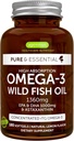 Igennus Ultra Pure Omega 3 Triglyceride rTG Wild Fish Oil 1360 mg, IFOS sertifikalı, EPA DHA 1000 mg Plus Astaxanthin, Non-GMO, Erkekler ve Kadınlar için, 180 Softgels